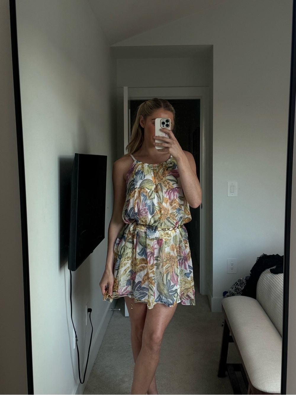Elena Baldi Italy 100% Silk Floral Boho Sundress Size M